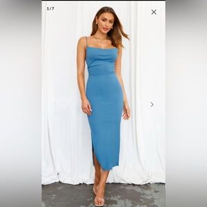 Rooftop Martinis For Two Midi Dress Midnight Blue - XS